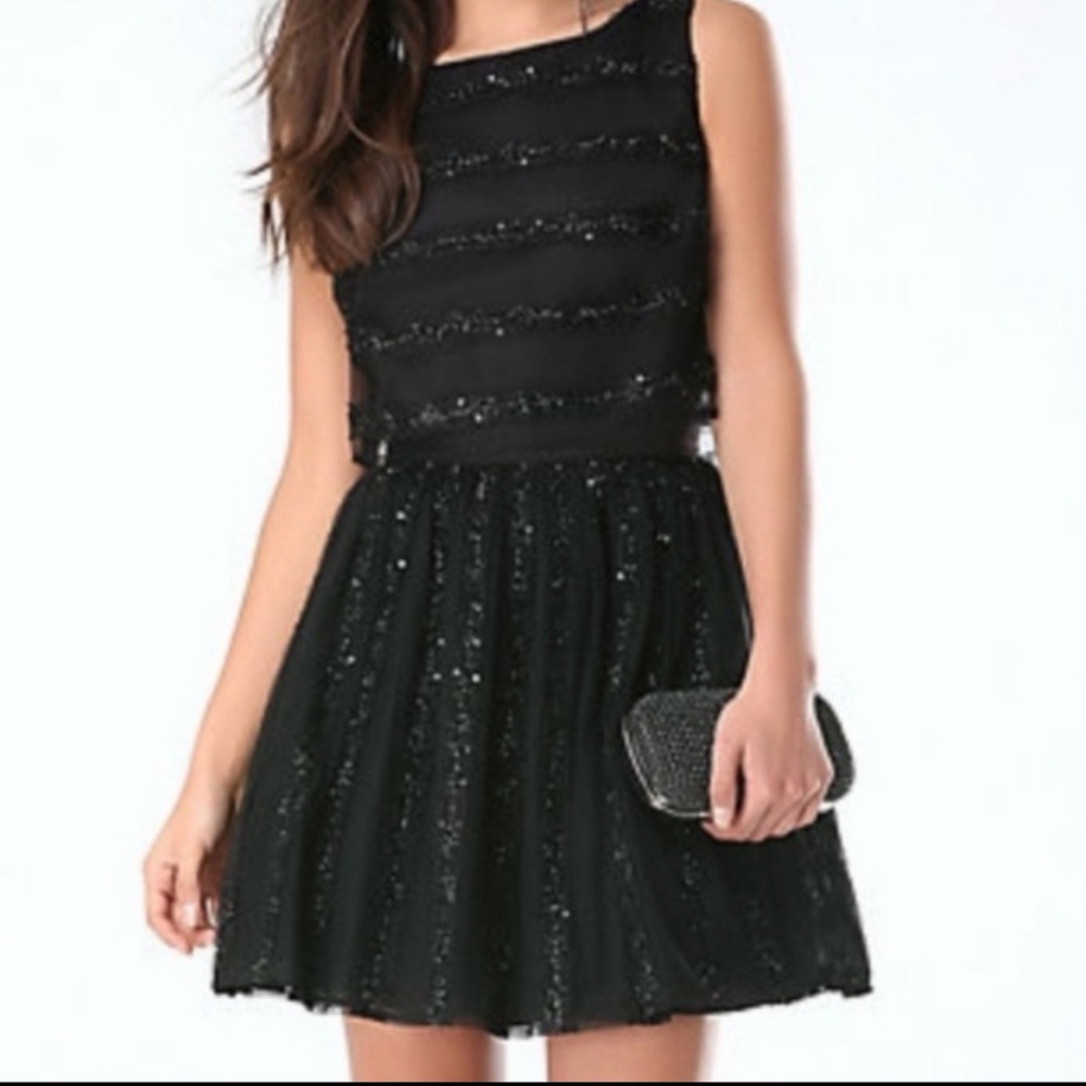 bebe Black Sequin Mini Dress